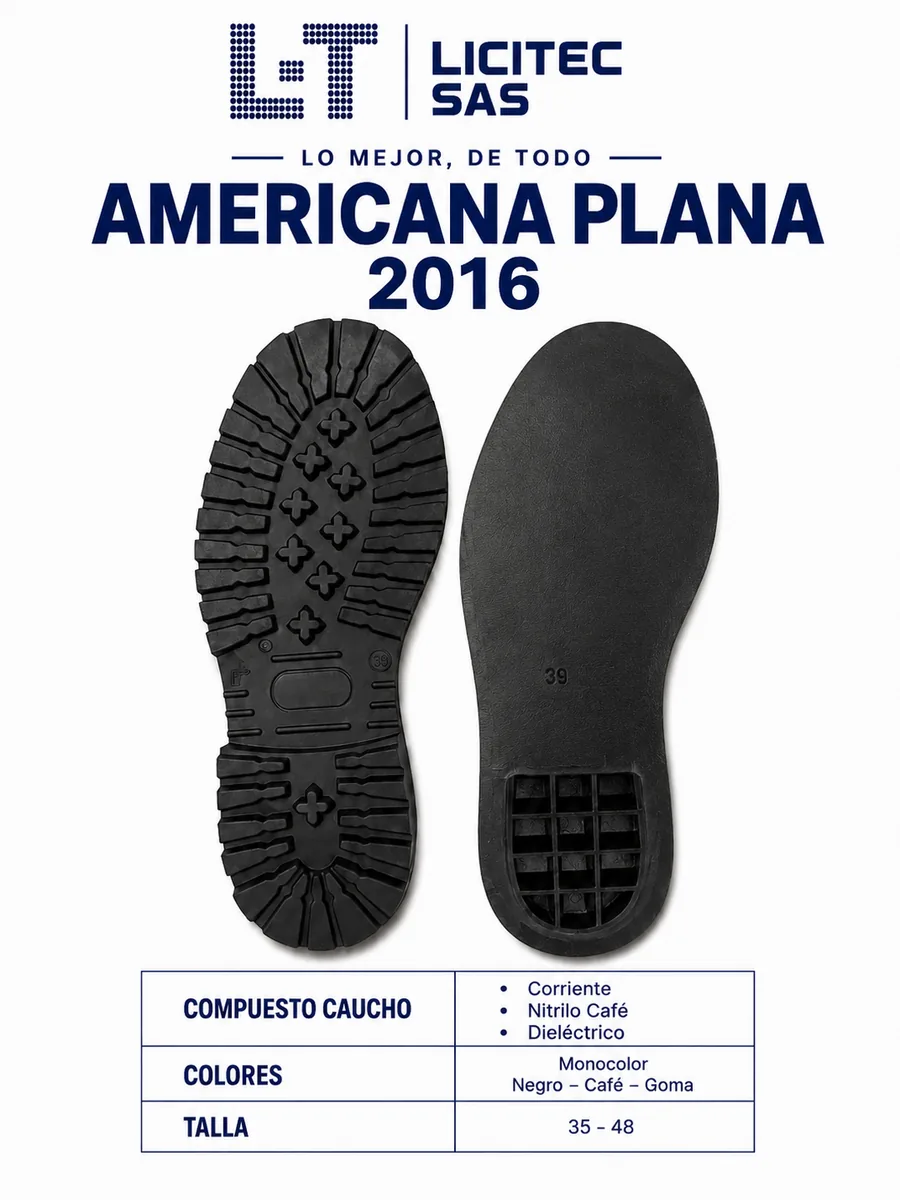 Suela referencia Americana Plana 2016 de LICITEC S.A.S.